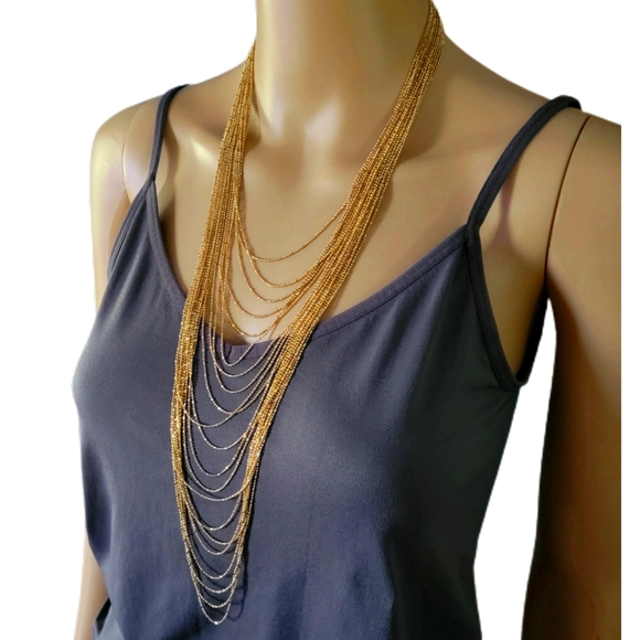 Gold Multi Layer Necklace NWT - Picture 2 of 3